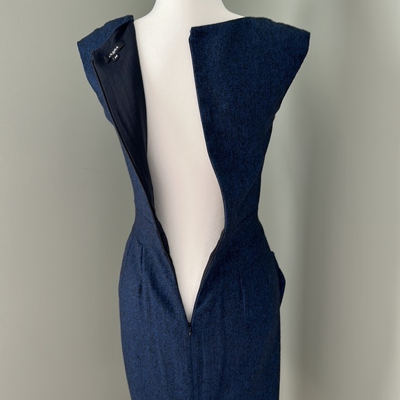 EUC - AXARA Paris sleeveless dark blue fine tweed midi dress. - Picture 7 of 14